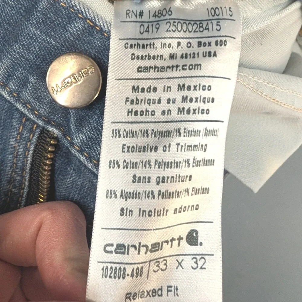 Carhartt Rugged Flex Jeans Mens 33x32 Blue Relaxed Fit Straight 102808-498‎